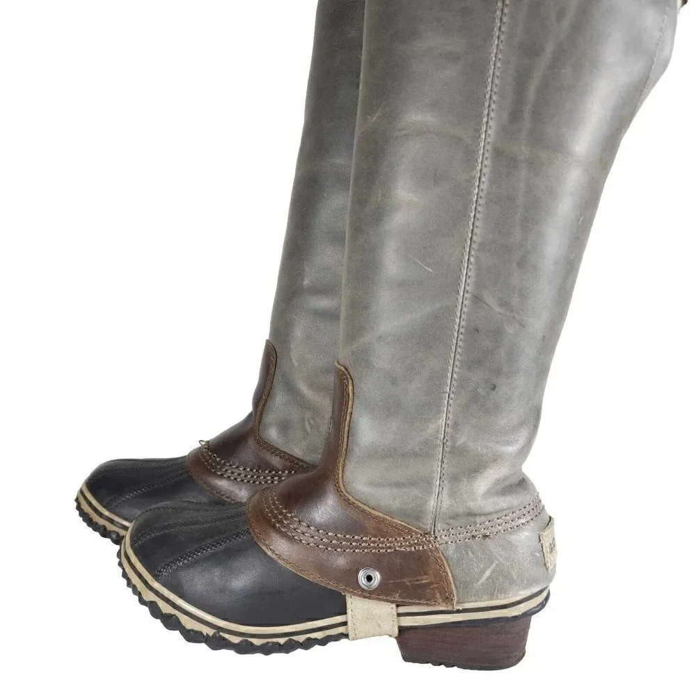 Sorel Women's Slimpack US6,5 Gray Leather Tall Waterproof Equestrian Snow Boots